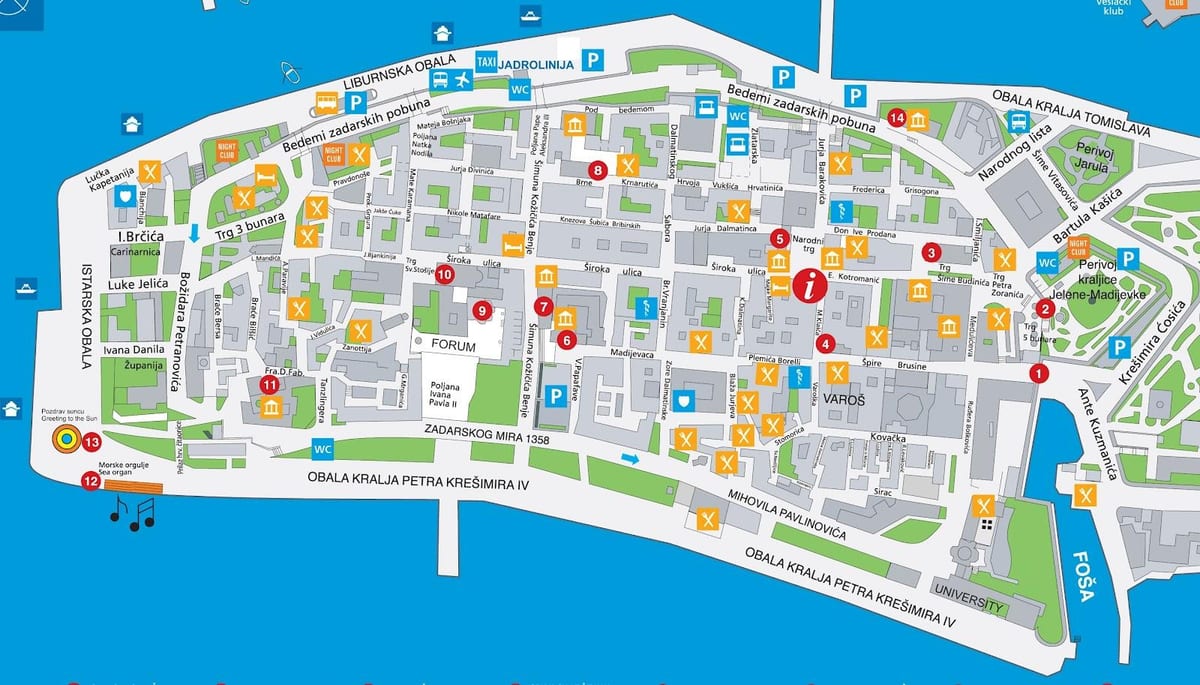 नक्शे के zadar, क्रोएशिया