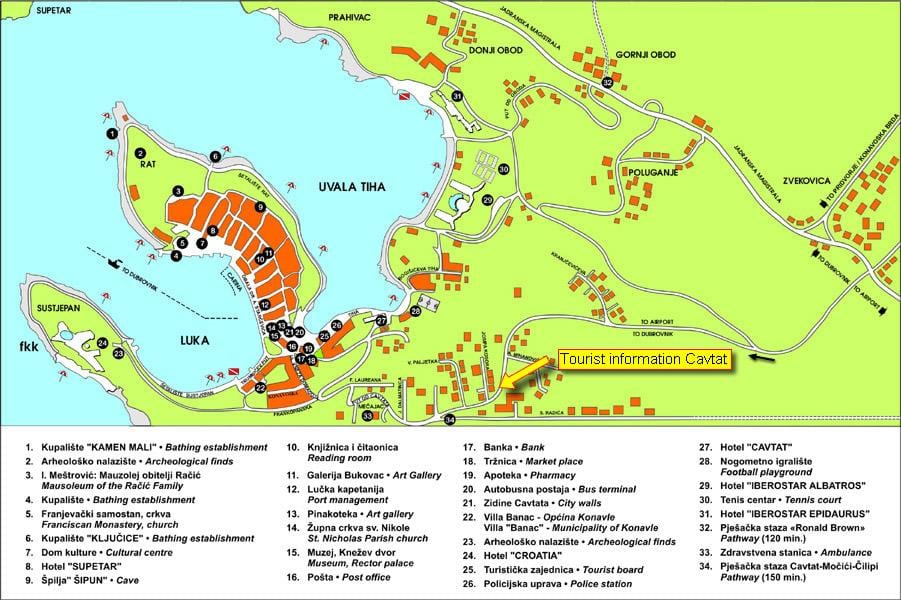 नक्शे के cavtat, क्रोएशिया