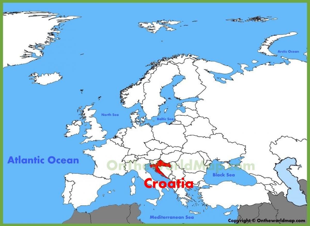 क्रोएशिया स्थान पर दुनिया के नक्शे