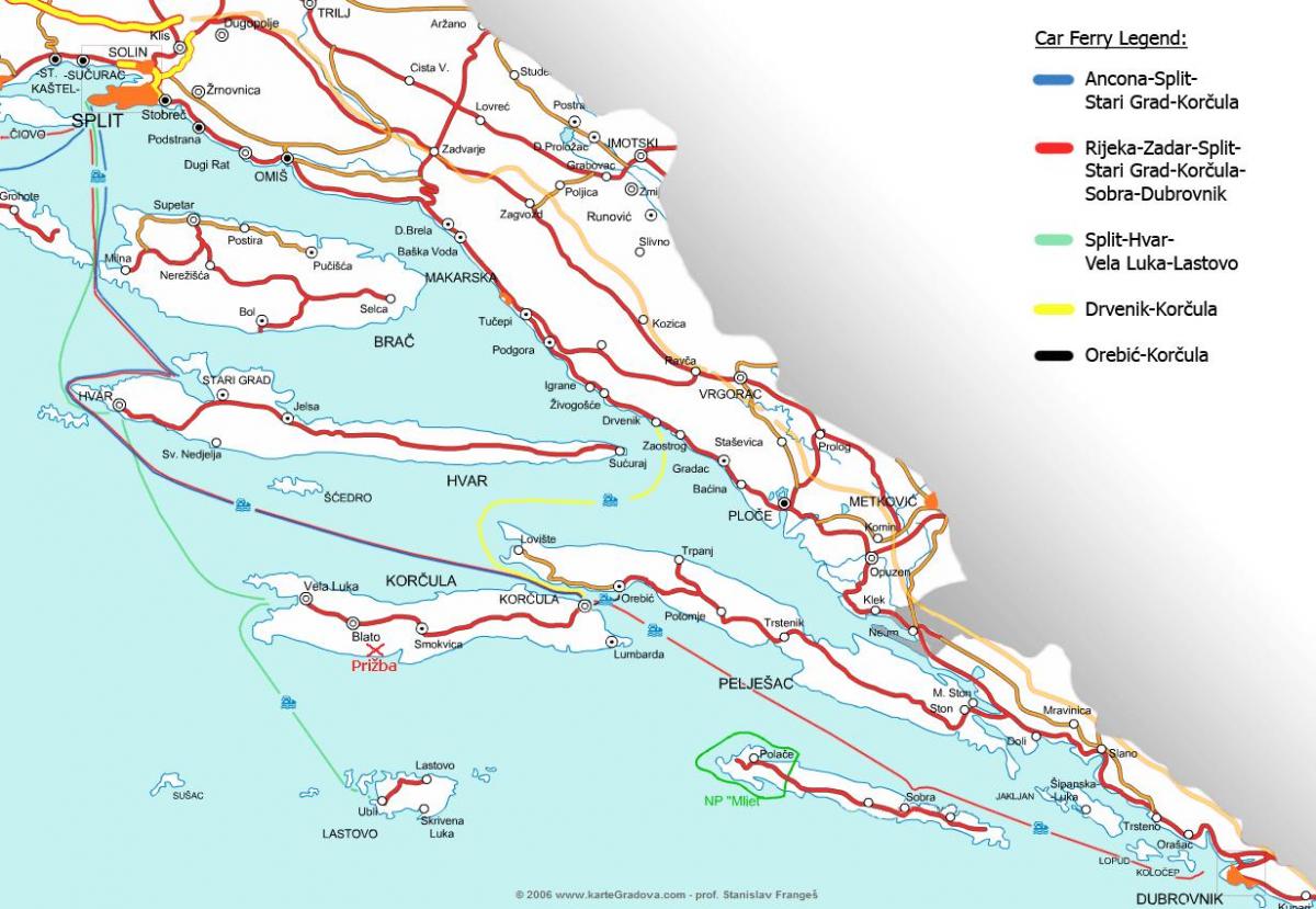 नक्शा क्रोएशिया की नौका