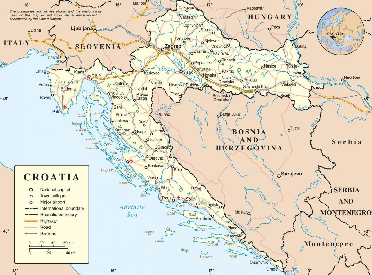 ड्राइविंग का नक्शा क्रोएशिया