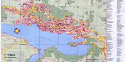 नक्शे के sibenik, क्रोएशिया